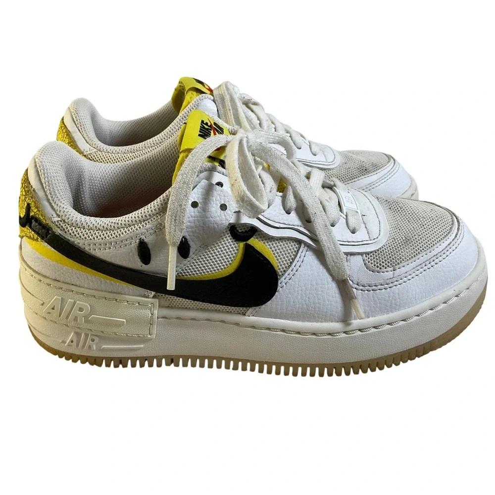 Nike Air Force 1 Shadow Go The Extra Smile White Yellow DO5872-100 Womens 7.5